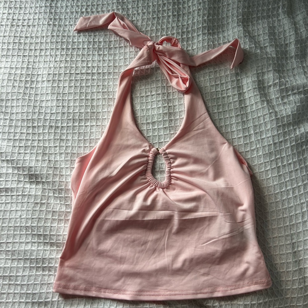 SHEIN Pink Bandeau Halter Top